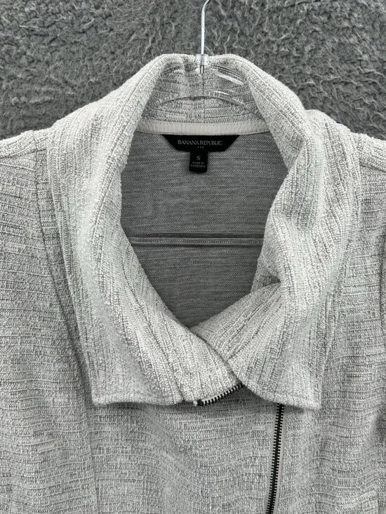 Banana Republic Womens Gray Asymmetrical Zip Up Collar Jacket, Soft Knit - Picture 1 of 2